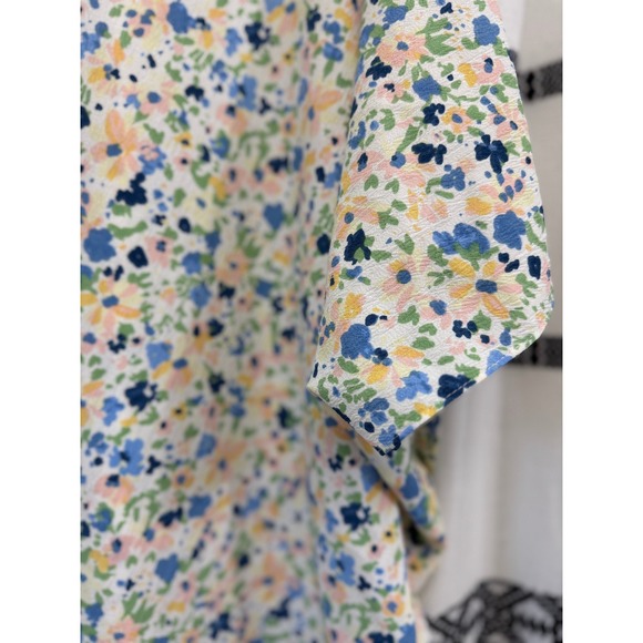 Time and Tru Floral Kimono One Size Lightweight Cover-Up Open Front Drape Top - Picture 4 of 4